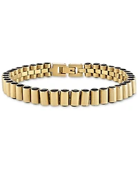 Esquire Men's Jewelry Black Spinel Cylinder Link Bracelet in Gold-Tone Ion-Plated Sterling Silver, Created for Macy's