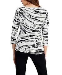 Jm Collection Women's Printed 3/4 Sleeve Jacquard Top, Exclusively at Macy's