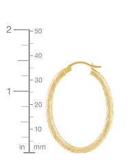 Textured Oval Hoop Earrings in 14k Gold, 1-3/8 inch