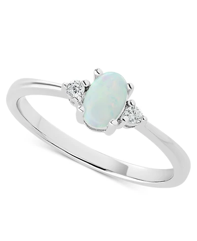 Simulated Opal (4x6mm) & Cubic Zirconia Ring in 18k Gold-Plated Sterling Silver, Created for Macy's