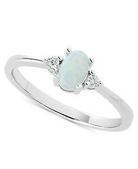 Simulated Opal (4x6mm) & Cubic Zirconia Ring in 18k Gold-Plated Sterling Silver, Created for Macy's