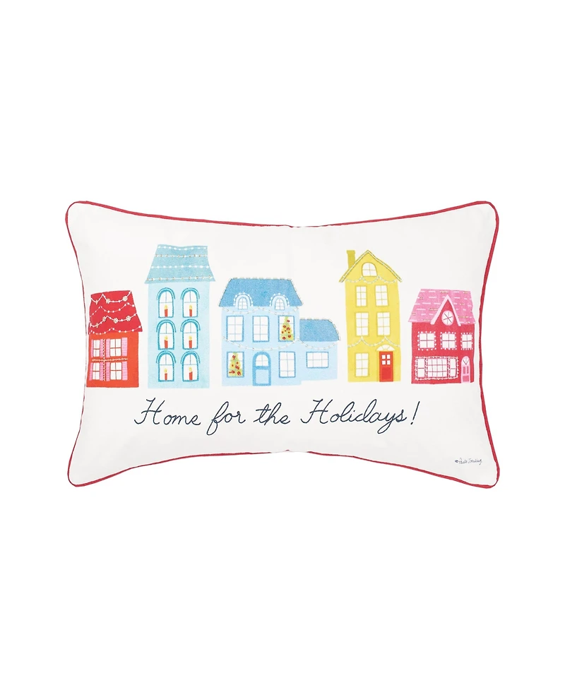 Village Holiday Printed & Embellished Throw Pillow