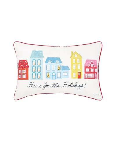 Village Holiday Printed & Embellished Throw Pillow