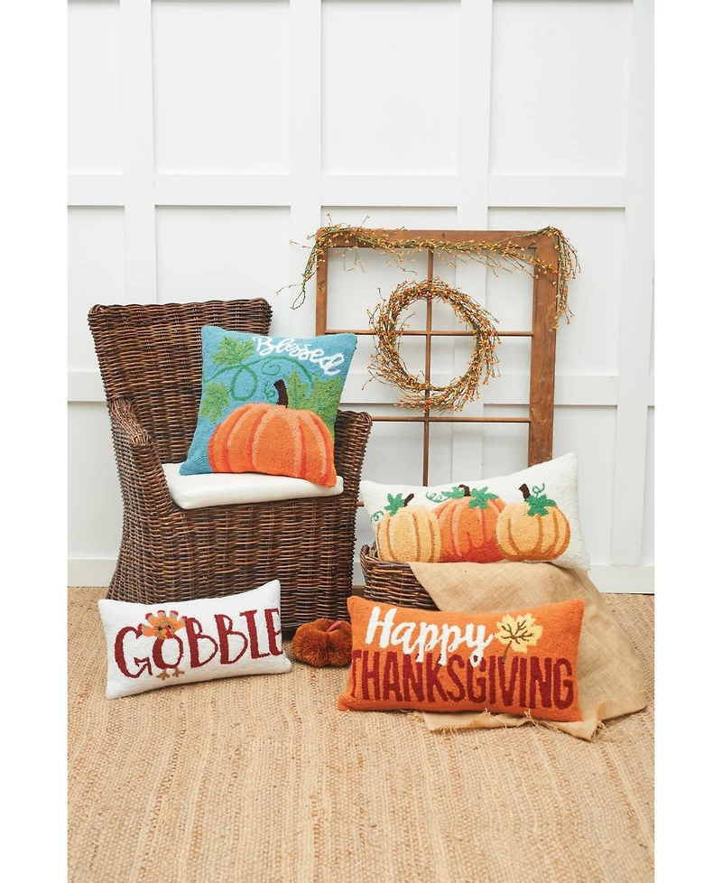 Blessed Pumpkin Hooked Throw Pillow
