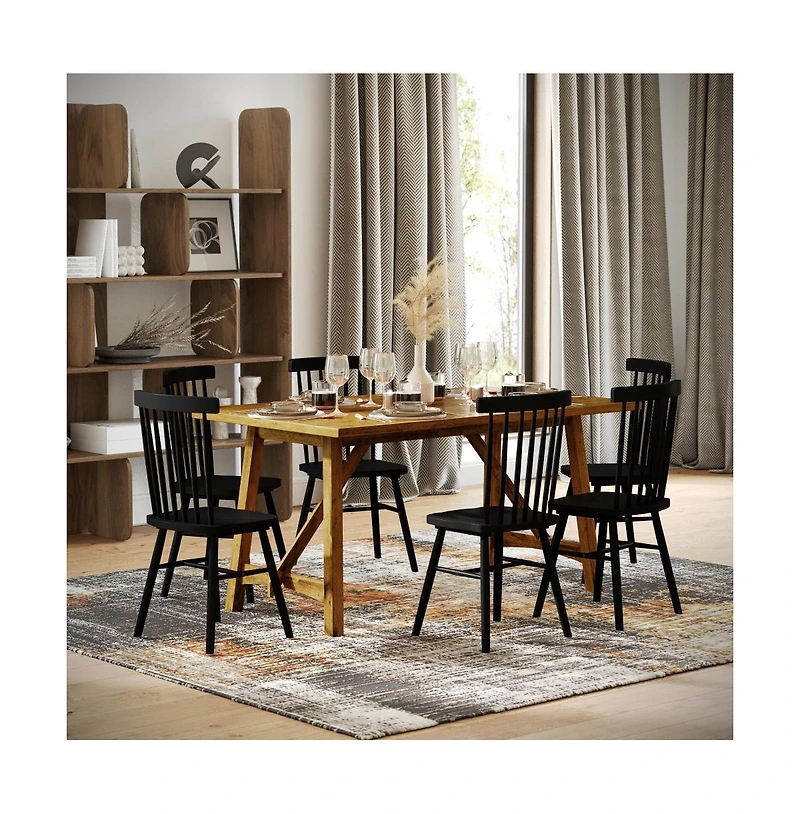 Merrick Lane Carroll Wooden Dining Table With Trestle Style Base