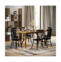 Merrick Lane Carroll Wooden Dining Table With Trestle Style Base