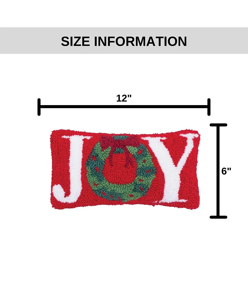 6" x 12" Joy Wreath Hooked Petite Throw Pillow