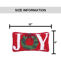 6" x 12" Joy Wreath Hooked Petite Throw Pillow