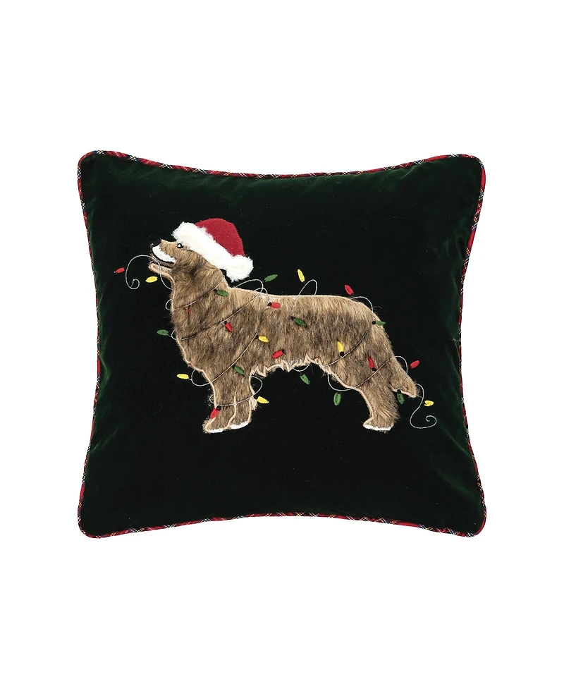 Dog With Light 18" x 18" Embellished Throw Pillow