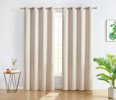 Hlc.Me Oxford Room Darkening Curtains For Bedroom Noise Reduction Thermal Insulated Window Curtain Grommet Panels Set Of 2