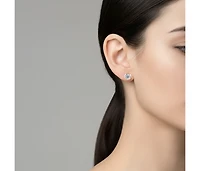 Sterling Silver with 1ctw Round Lab Created Moissanite Modern Bezel Stud Earrings