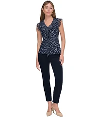 Tommy Hilfiger Women's Printed Ruffled Sleeveless Top