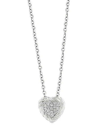 Effy Diamond Pave Heart 18" Pendant Necklace (1/20 ct. t.w.) in Sterling Silver
