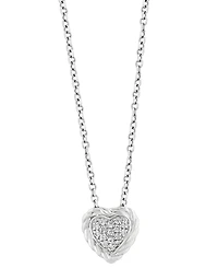 Effy Diamond Pave Heart 18" Pendant Necklace (1/20 ct. t.w.) in Sterling Silver
