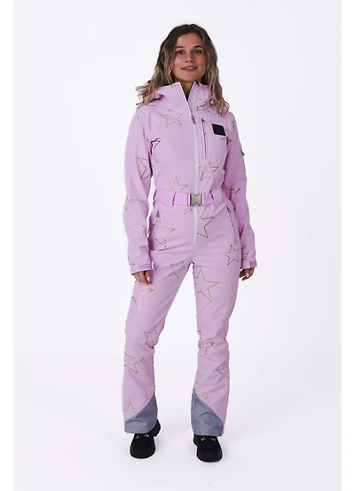 Women's Pink with Stars Chic Ski Suit