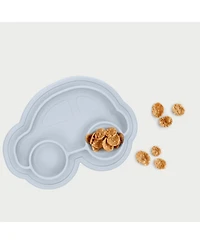 Kushies Toddler Silicone Divided Suction Plate, Unbreakable, Microwave Safe, Blue Car