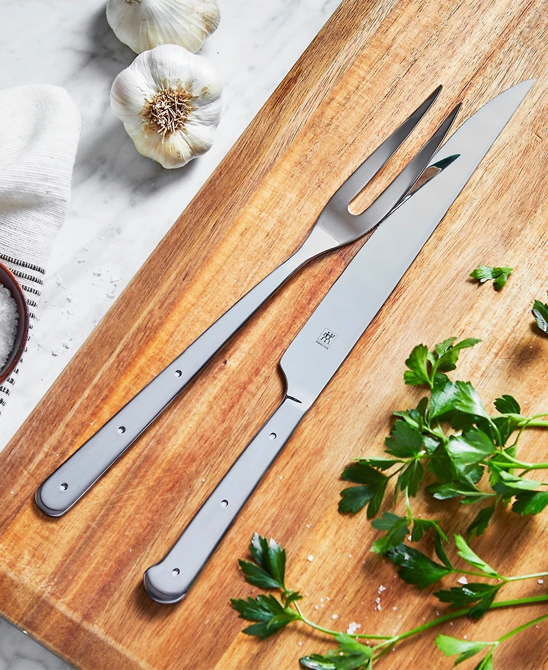 Zwilling Porterhouse 2-Piece Stainless Steel Carving Knife Set with Fork in Presentation Box Gift Set