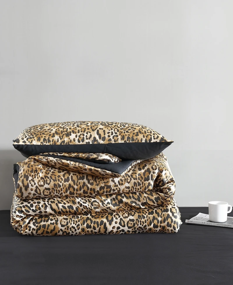 Juicy Couture Monica Leopard Satin 2-Pc. Reversible Comforter Set, Twin/Twin Xl