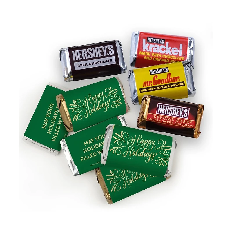 Just Candy Christmas Candy Chocolate Party Favors Hershey's Miniatures & Red, Green & Silver Kisses