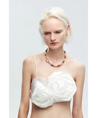 Shell Pearl Necklace with Gem-Encrusted Carabiner Lock