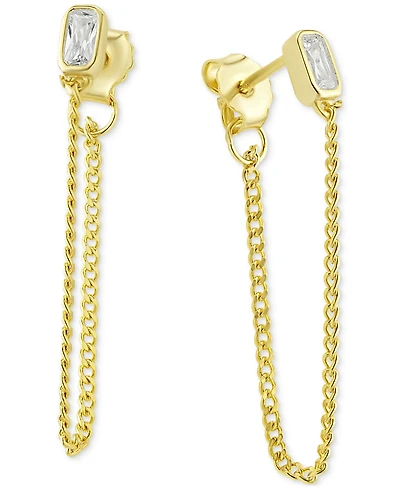 Cubic Zirconia Chain Front-to-Back Earrings in 18k Gold-Plated Sterling Silver, Macy's Exclusive