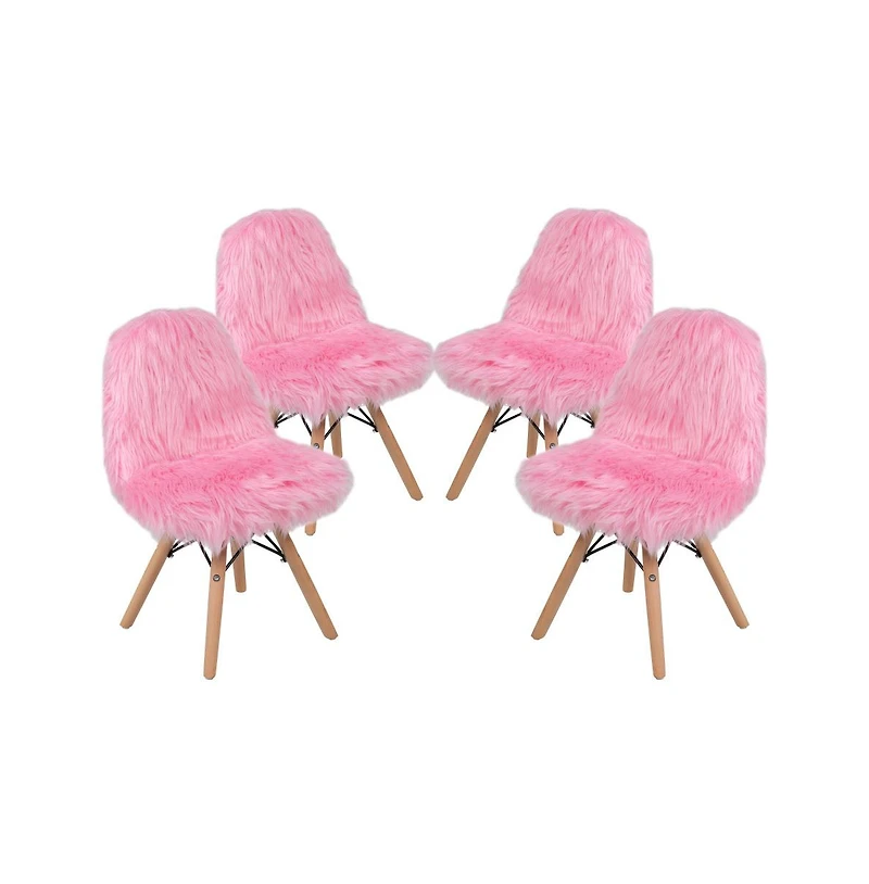4 Pack Kids Shaggy Dog Accent Chair - Desk Chair - Playroom Chair