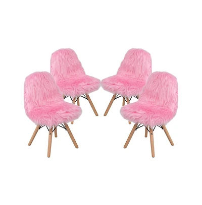 4 Pack Kids Shaggy Dog Accent Chair - Desk Chair - Playroom Chair