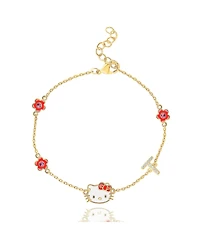 Sanrio Hello Kitty Womens Yellow Gold Plated Letter Bracelet - Cubic Zirconia Initial Bracelet - Officially Licensed