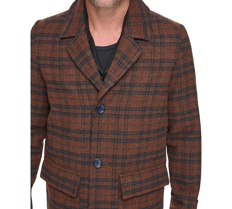 Marc New York Men's Bexar Plaid Overcoat