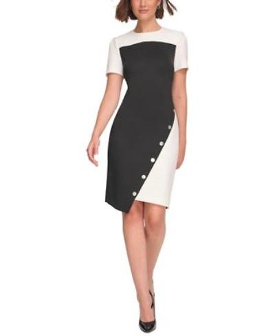 Tommy Hilfiger Womens Color Blocked Asymmetric Scuba Dress 0p 18