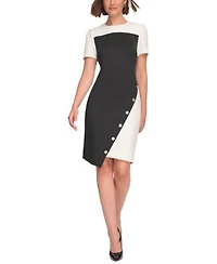 Tommy Hilfiger Womens Color Blocked Asymmetric Scuba Dress 0p 18