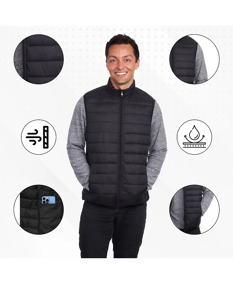 Alpine Swiss Clark Mens Puffer Vest Down Alternative Water Resistant Packable Outerwear Zip Up Pockets Warm Versatile Layer