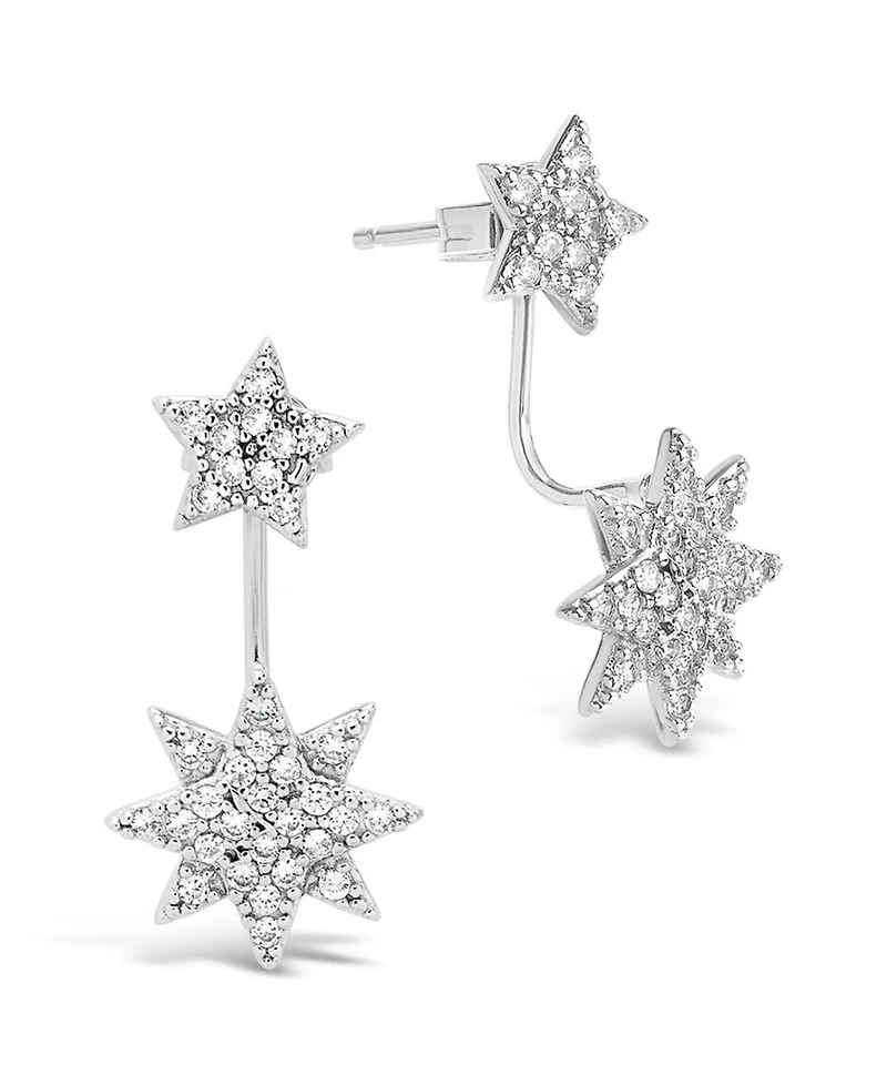 Sterling Forever Cubic Zirconia Snowflake Stud Earring and Layered Necklace Peace & Joy Gift Set