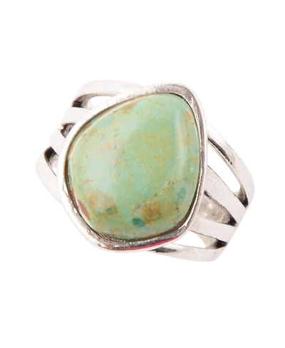 Barse Classy Genuine Turquoise and Sterling Silver Abstract Ring