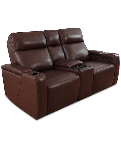 Greymel 74" Zero Gravity Leather Loveseat with Console and Power Headrests, Created for Macy's