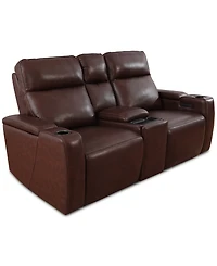 Greymel 74" Zero Gravity Leather Loveseat with Console and Power Headrests, Created for Macy's