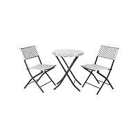 Emma+Oliver Ciel Three Piece Folding Bistro Set Pe Rattan With Metal Frames For Indoor And Outdoor Use