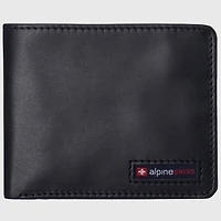 Alpine Swiss Mens Genuine Leather Rfid Safe Bifold Wallet Passcase 2 Id Windows