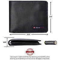 Alpine Swiss Mens Genuine Leather Rfid Safe Bifold Wallet Passcase 2 Id Windows