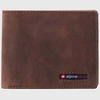 Alpine Swiss Mens Genuine Leather Rfid Safe Bifold Wallet Passcase 2 Id Windows