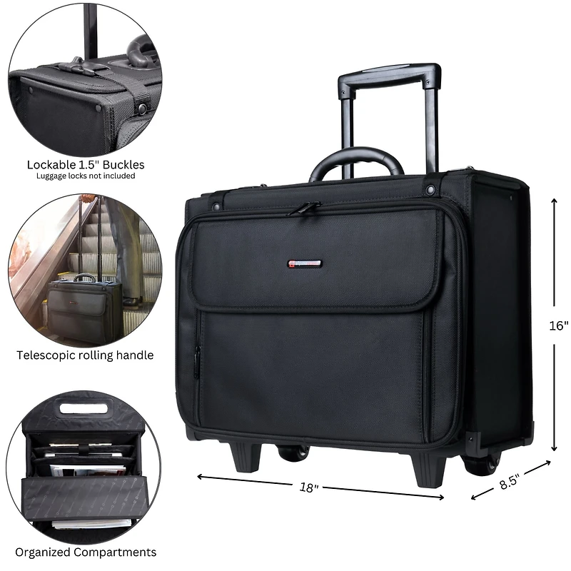 Alpine Swiss Rolling Briefcase Wheel Catalog Hard Case Laptop Bag Lawyer Attache