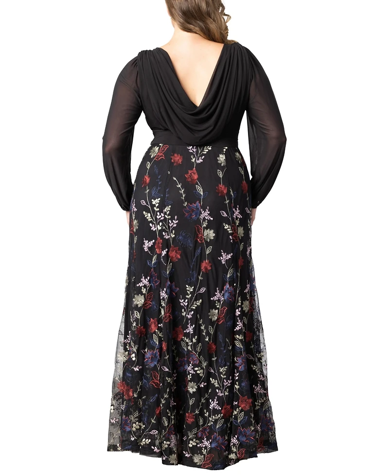 Kiyonna Plus Isabella Embroidered Mesh Formal Gown
