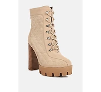 Yoko Womens Fine Suede Quilted Ankle Boots