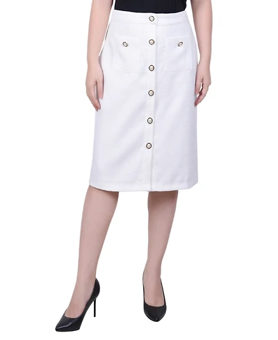 Ny Collection Petite Slim Tweed Double Knit Pencil Skirt with Pockets