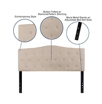 Arched Queen Button Tufted Upholstered Headboard