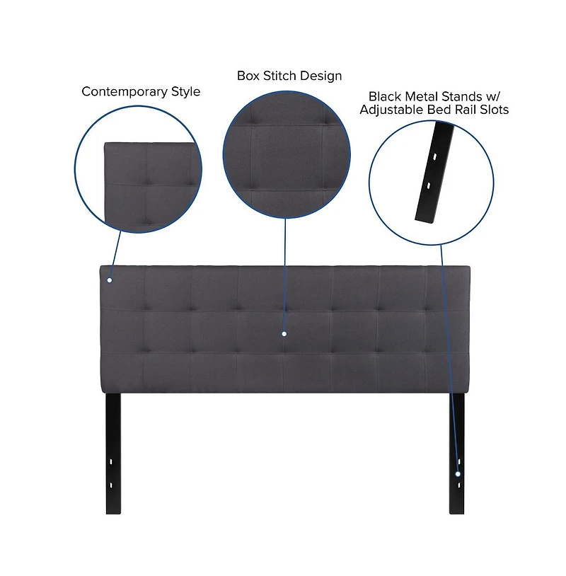 Quilted Tufted Queen Upholstered Headboard