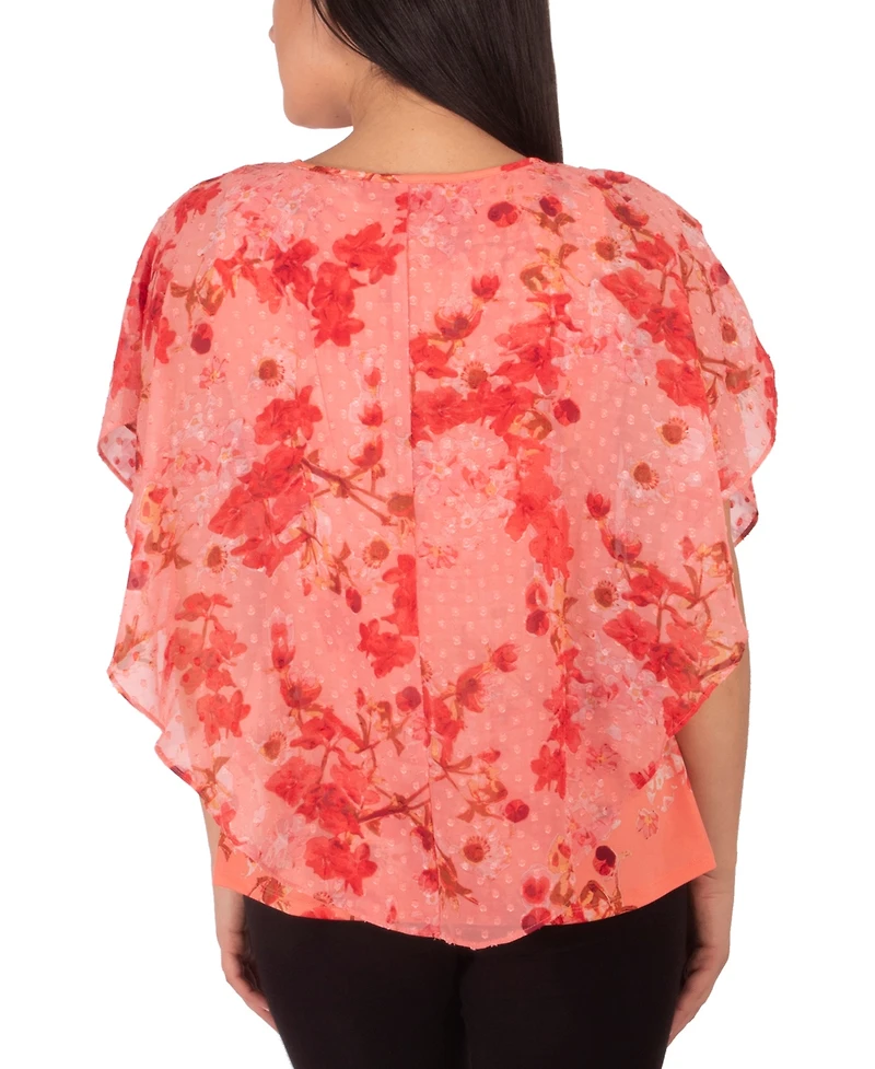 Ny Collection Petite Poncho Top with Keyhole Neckline