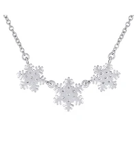 Bling Jewelry Holiday Party Cubic Zirconia Solitaire Cz Accent Christmas Frozen Winter Sparkling Dainty 3 Multi Snowflake Necklace Sterling Silver