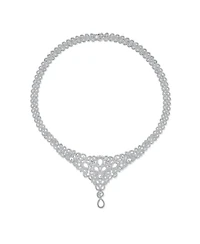Bling Jewelry Art Deco-Inspired Swirl Leaf Collar V Statement Necklace With Cleavage Dangling Open Teardrop Micro Pave Cubic Zirconia Cz