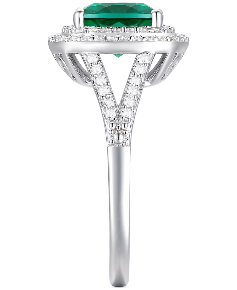 Lab-Grown Emerald (1-1/2 ct. t.w.) and White Sapphire (1/2 Ring Sterling Silver
